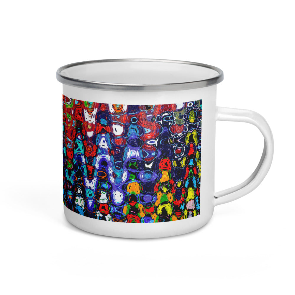 Happy Camper Silver Rim Enamelware Mug - Ziggy Abstract