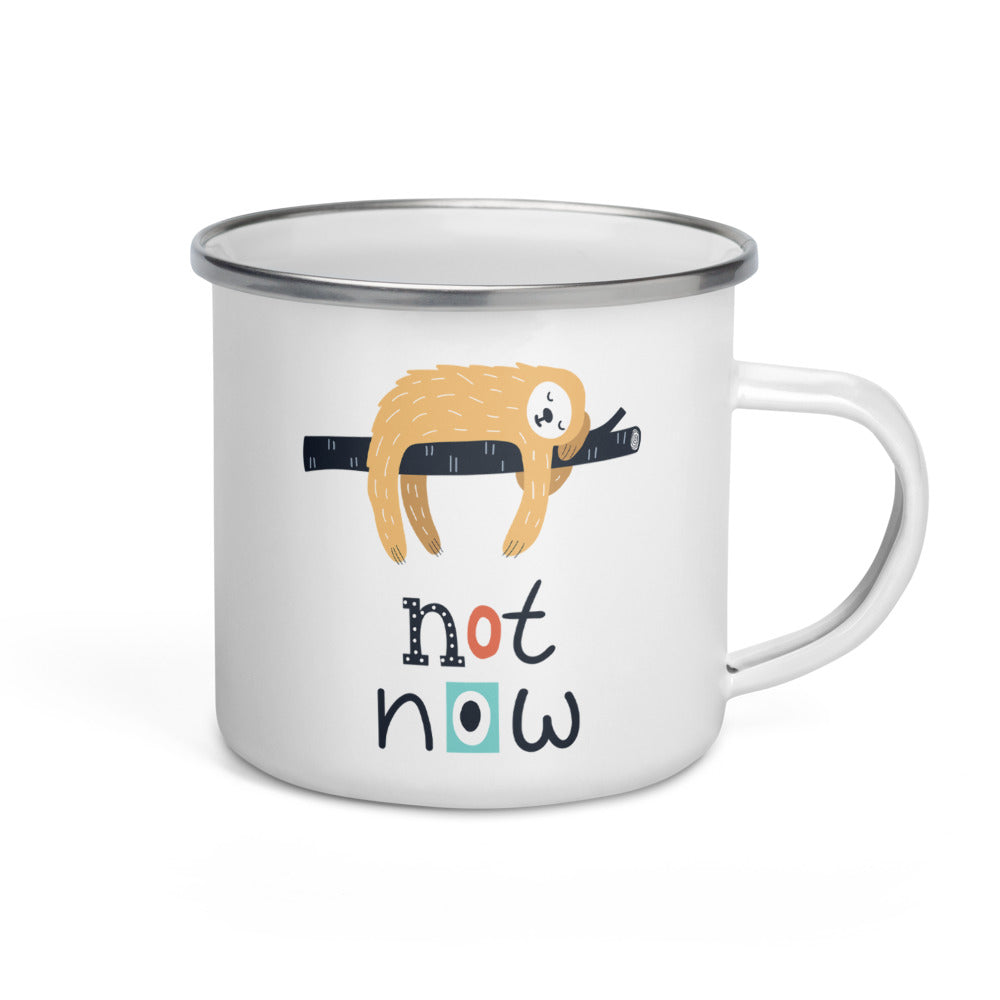 Silver Rim Enamel Mug - Not Now!