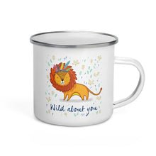 Load image into Gallery viewer, Happy Camper Silver Rim Enamelware Mug - Wild About You
