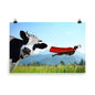 Beautiful Gicleé Poster - Cow & Super Dog