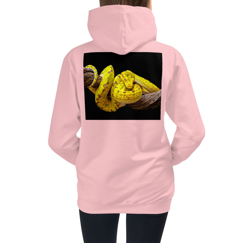 Premium Hoodie - BACK Print: Yellow Green Tree Python