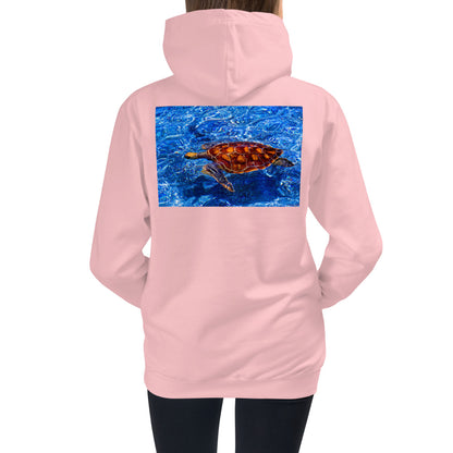 Premium Hoodie - BACK Print: Sea Turtle in Blue Water