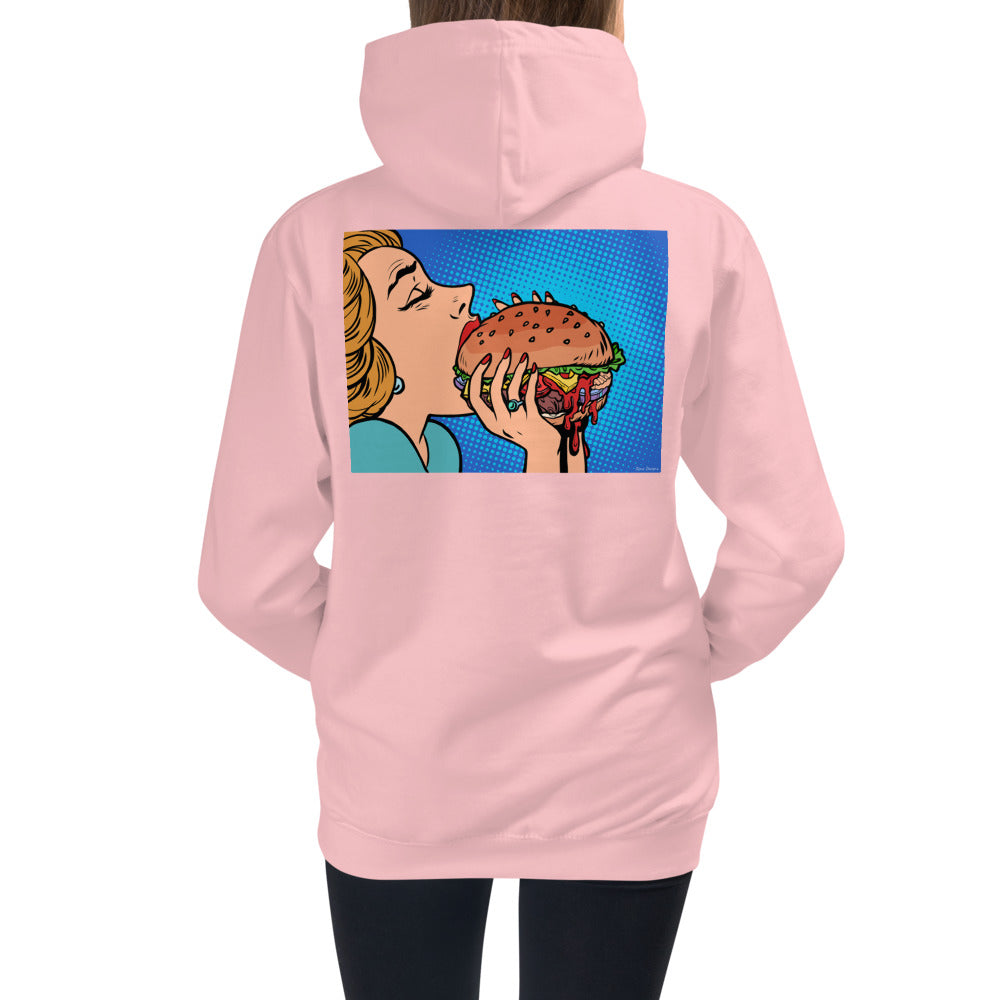 Premium Hoodie - BACK Print: Hamburger Feast
