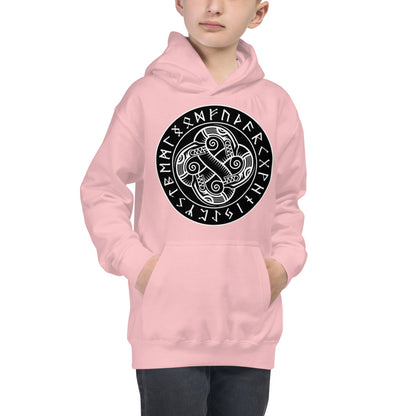 Premium Hoodie - FRONT Print: Sea Serpents in Runic Circle
