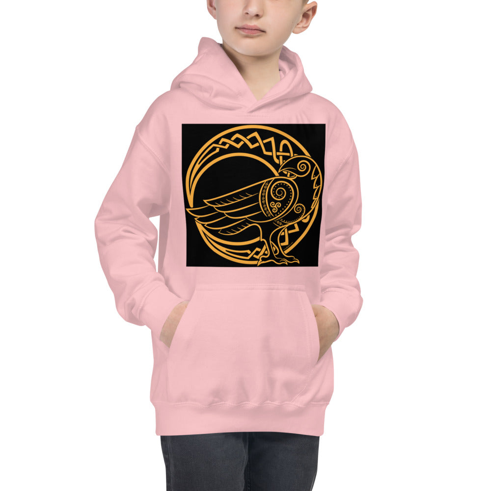 Premium Hoodie - FRONT Print: Odin's Crow on a Crescent Moon