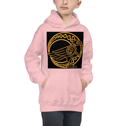 Premium Hoodie - FRONT Print: Odin's Crow on a Crescent Moon