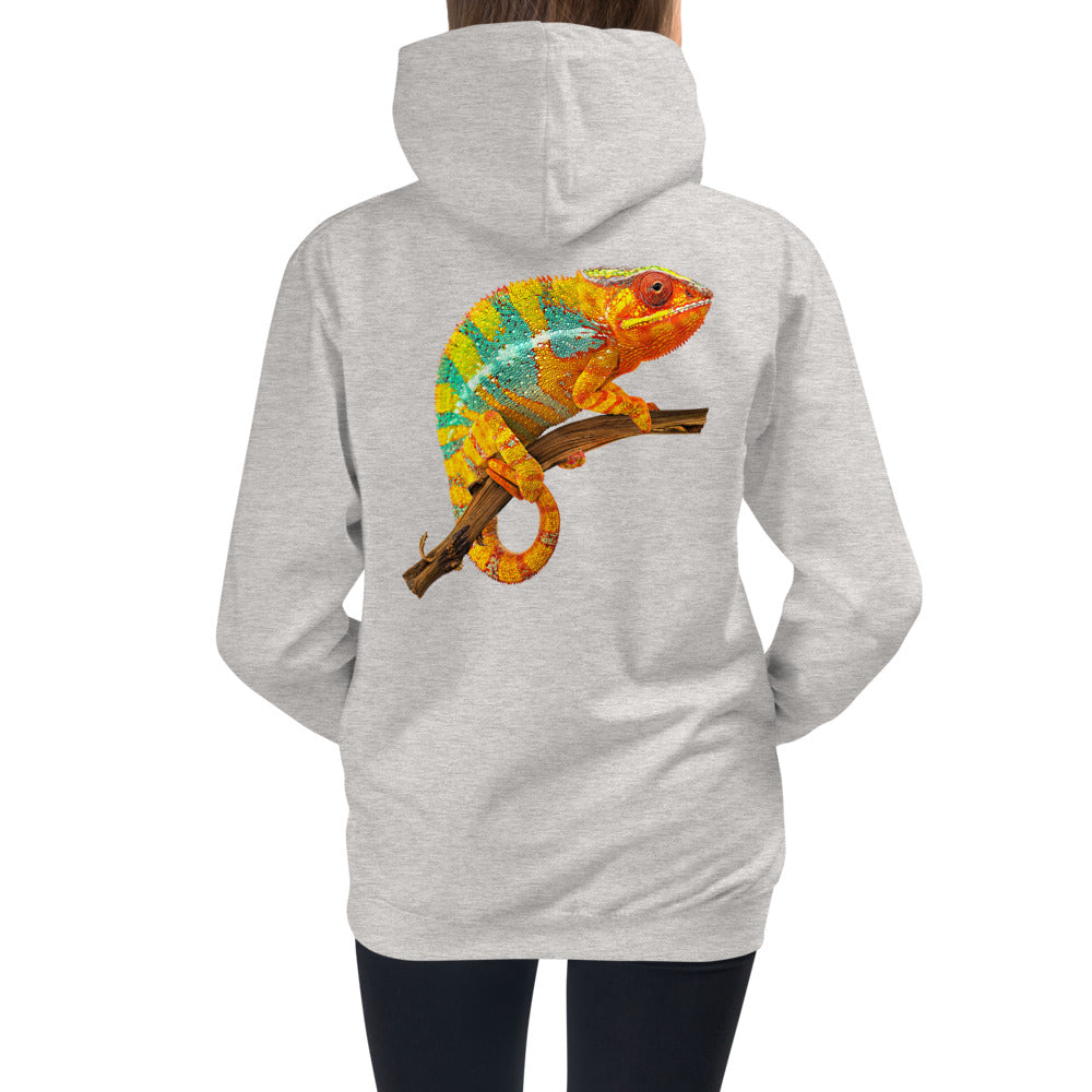 Premium Hoodie - Just BACK: Yellow & Green Chameleon