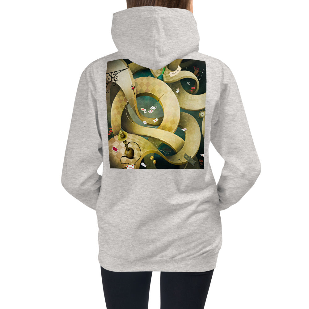 Premium Hoodie - FRONT & BACK Print: Dali Rabbit & Wonderland