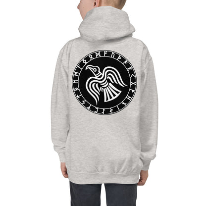 Premium Hoodie - BACK Print: Odin's Crow in a Runic Circle