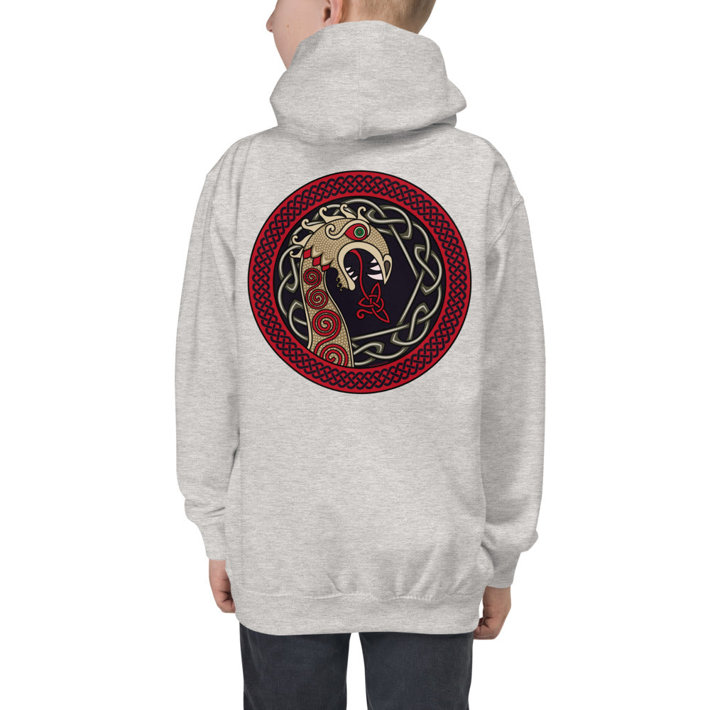 Premium Hoodie - BACK Print: Fire Breathing Viking Dragon