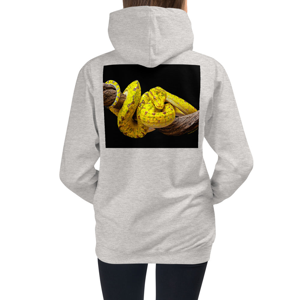 Premium Hoodie - BACK Print: Yellow Green Tree Python
