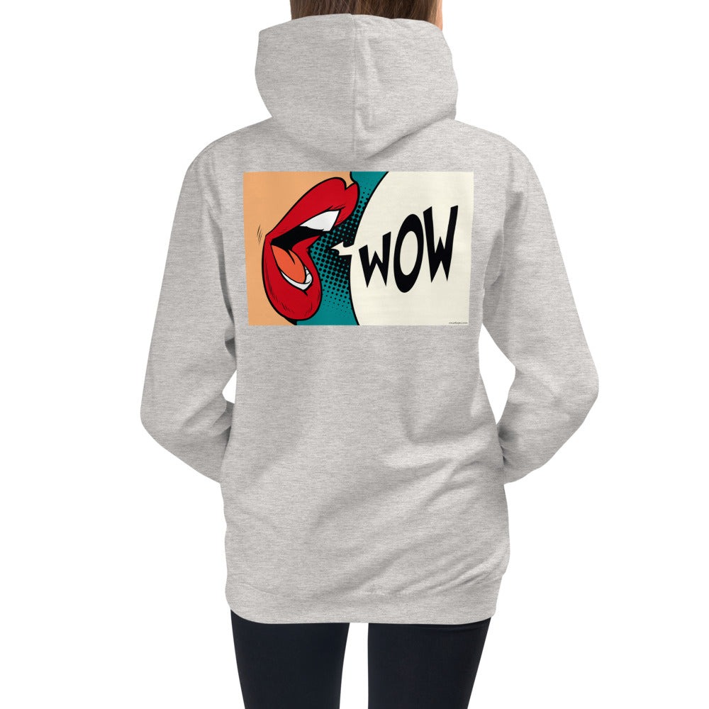 Premium Hoodie - BACK Print: WOW!