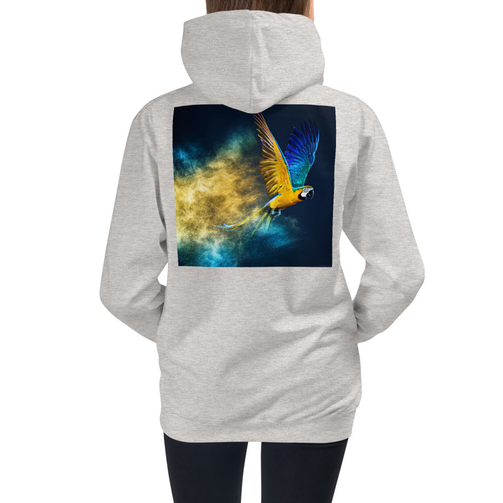 Premium Hoodie - BACK Print: Golden Macaw Dust