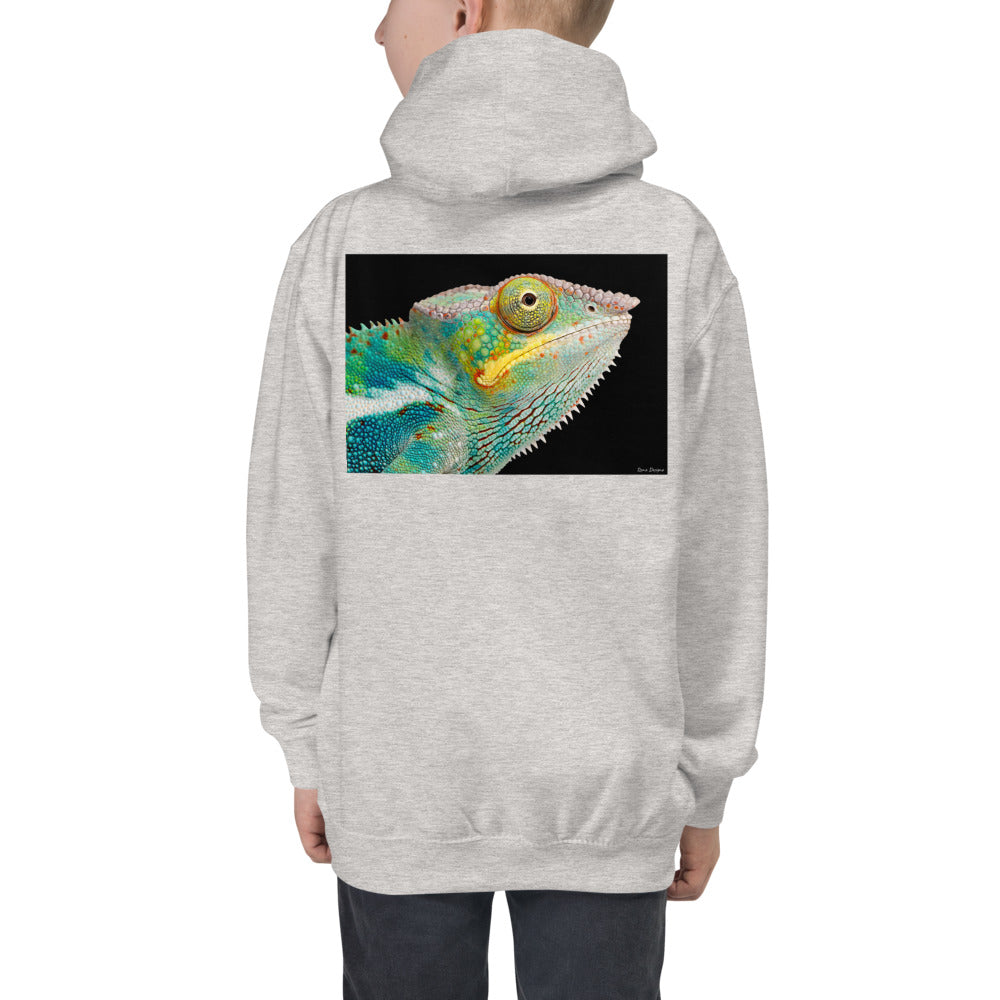 Premium Hoodie - BACK Print: Chameleon Close Up