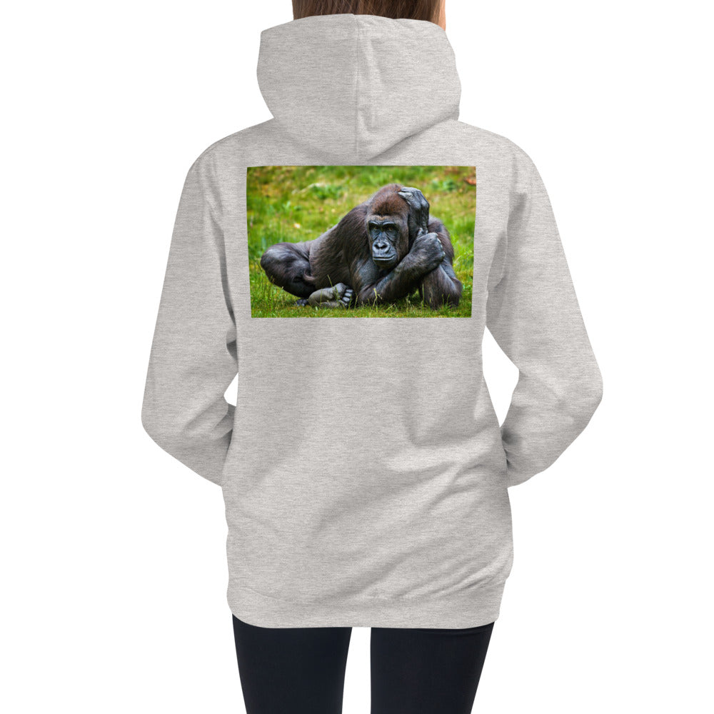 Premium Hoodie - BACK Print: Gorilla in the Grass