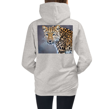 Premium Hoodie - BACK Print: Blue Eyed Leopard