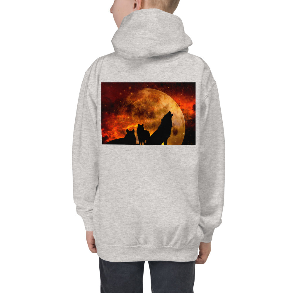 Premium Hoodie - BACK Print: Howling in the Orange Moonlight
