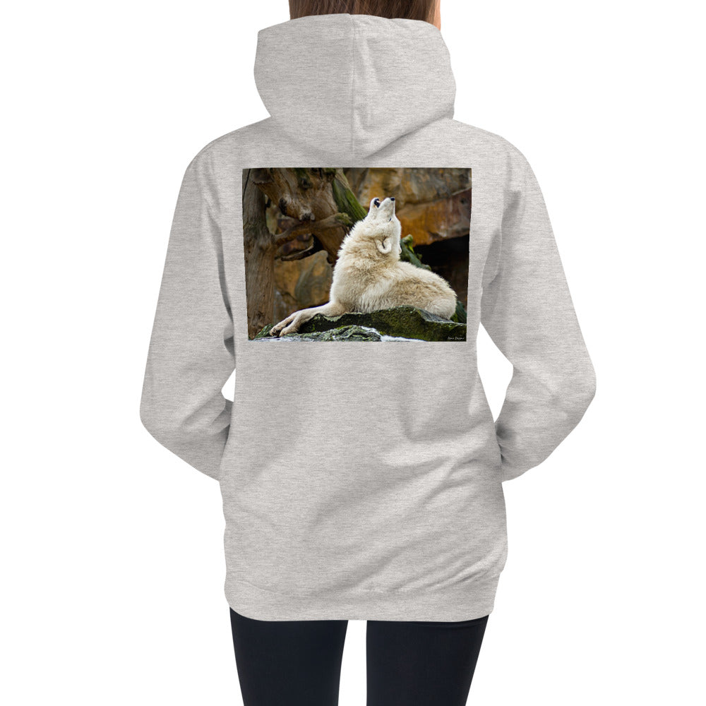 Premium Hoodie - BACK Print: Howling Wolf
