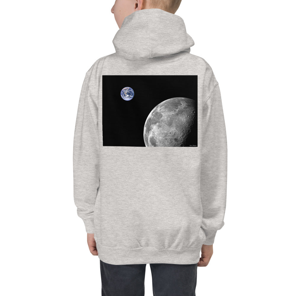 Premium Hoodie - BACK Print: NASA Photo: Earth & Moon from Space