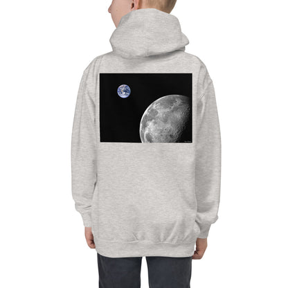 Premium Hoodie - BACK Print: NASA Photo: Earth & Moon from Space