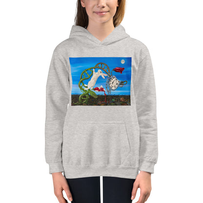 Premium Hoodie - FRONT & BACK Print: Dali Rabbit & Wonderland