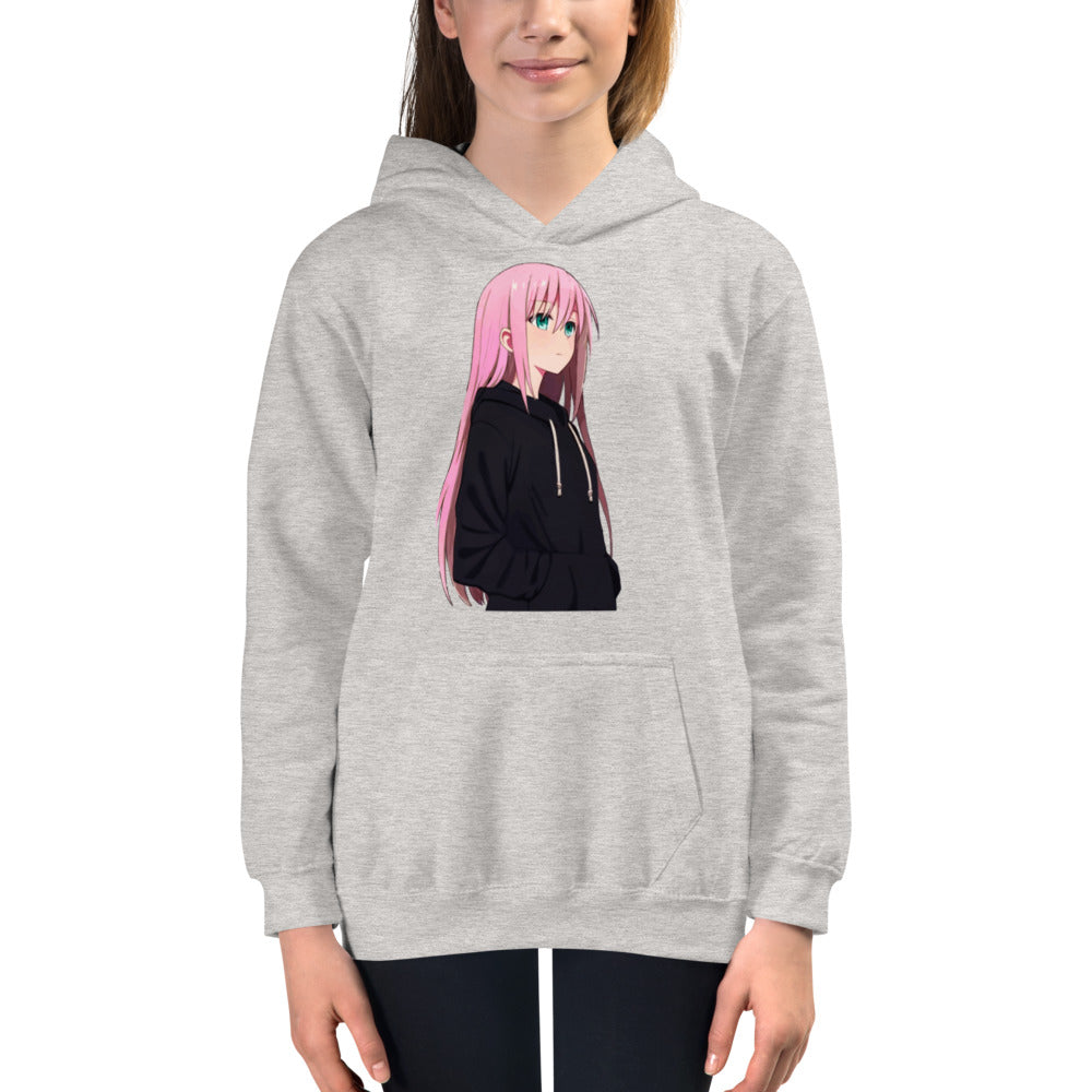 Premium Hoodie - FRONT Print: Pink Hair Anime Girl