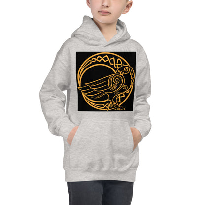 Premium Hoodie - FRONT Print: Odin's Crow on a Crescent Moon
