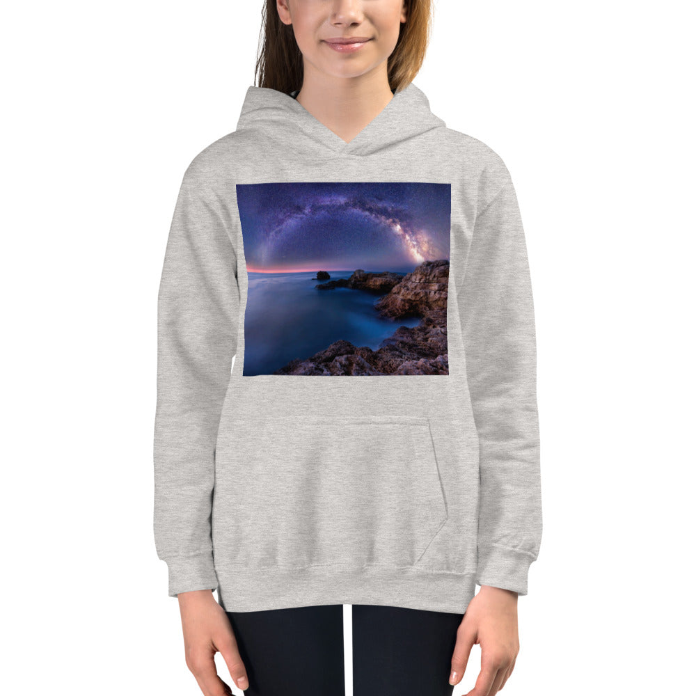 Premium Hoodie - FRONT Print: The Milky Way Over a Rocky Bay