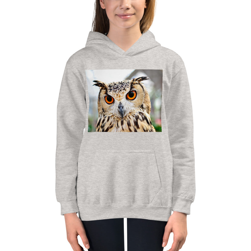 Premium Hoodie - FRONT Print: Orange Eyed Owl