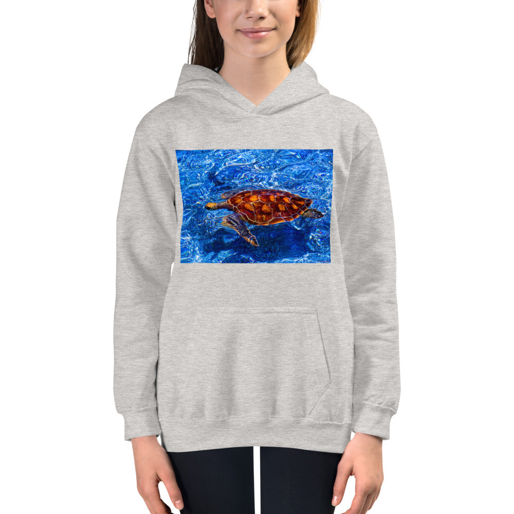Premium Hoodie - FRONT Print: Sea Turtle in Blue Water