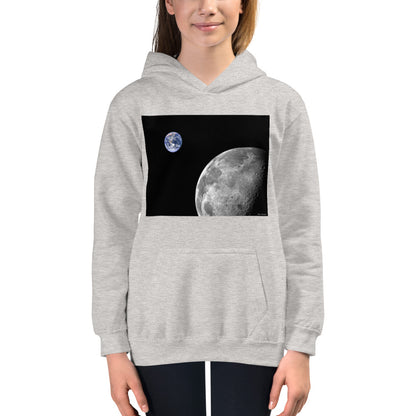 Premium Hoodie - FRONT Print: NASA Photo: Earth & Moon from Space