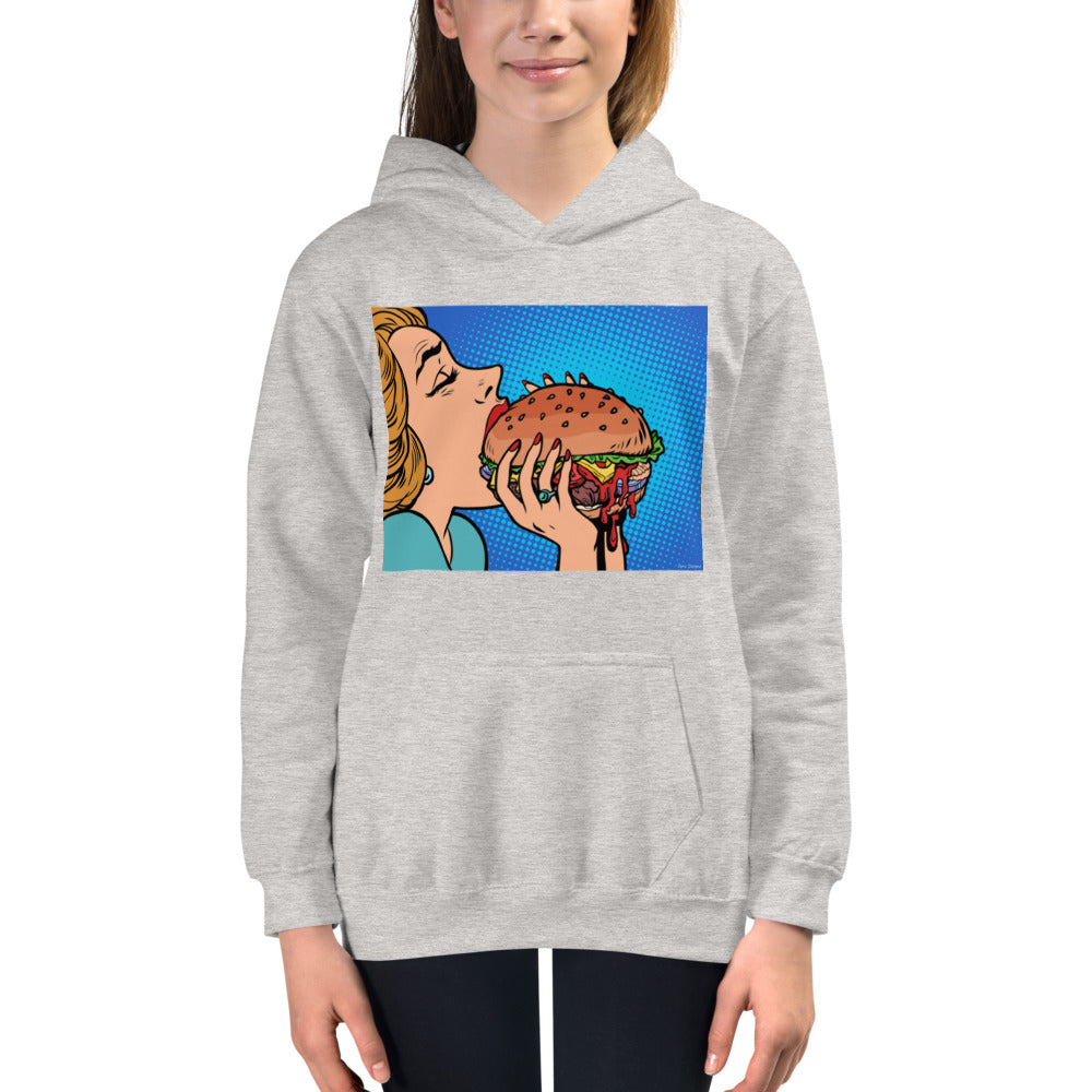 Premium Hoodie - FRONT Print: Hamburger Feast
