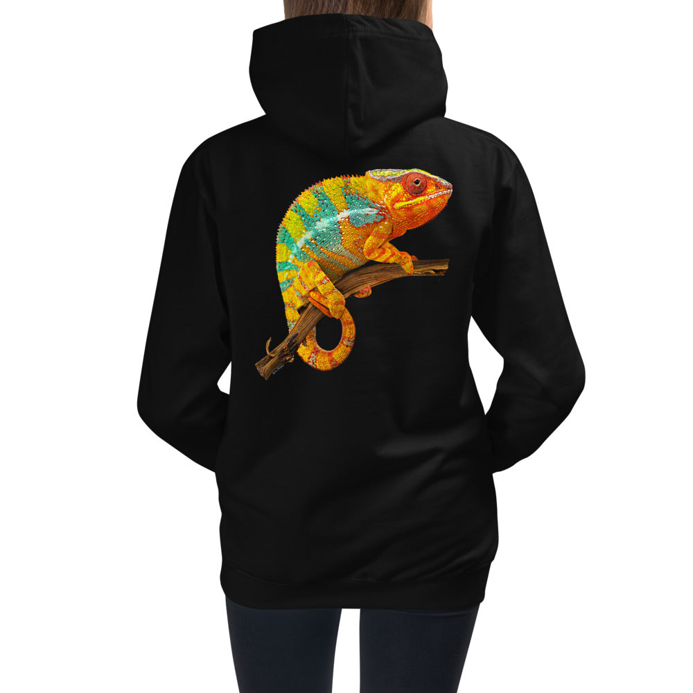 Premium Hoodie - Just BACK: Yellow & Green Chameleon