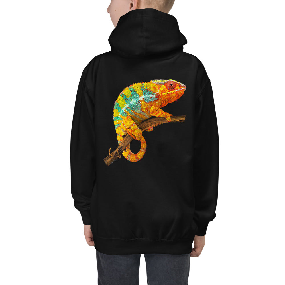 Premium Hoodie - Just BACK: Yellow & Green Chameleon