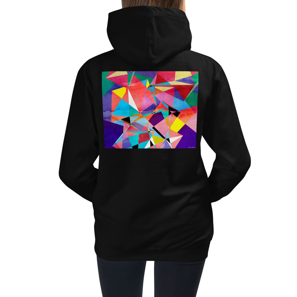 Premium Hoodie - FRONT & BACK Print: Abstract Red Eye & Triangles