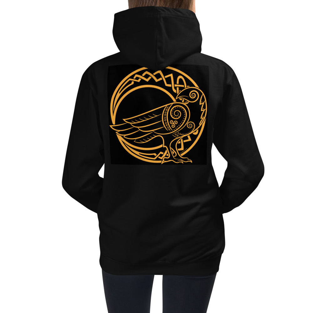 Premium Hoodie - BACK Print: Odin's Crow on a Crescent Moon