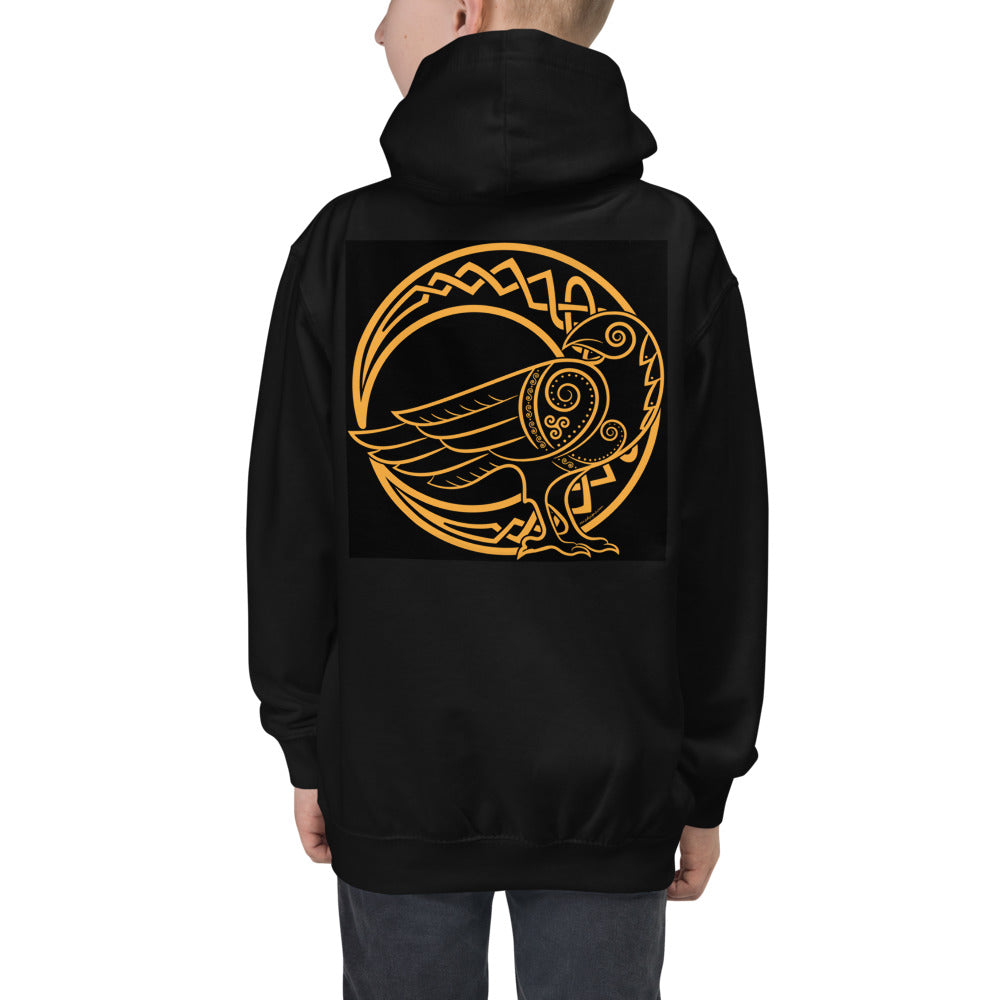 Premium Hoodie - BACK Print: Odin's Crow on a Crescent Moon