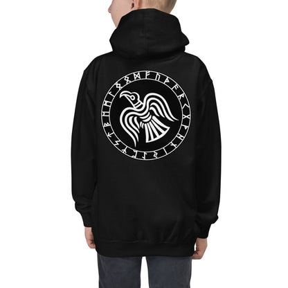 Premium Hoodie - BACK Print: Odin's Crow in a Runic Circle