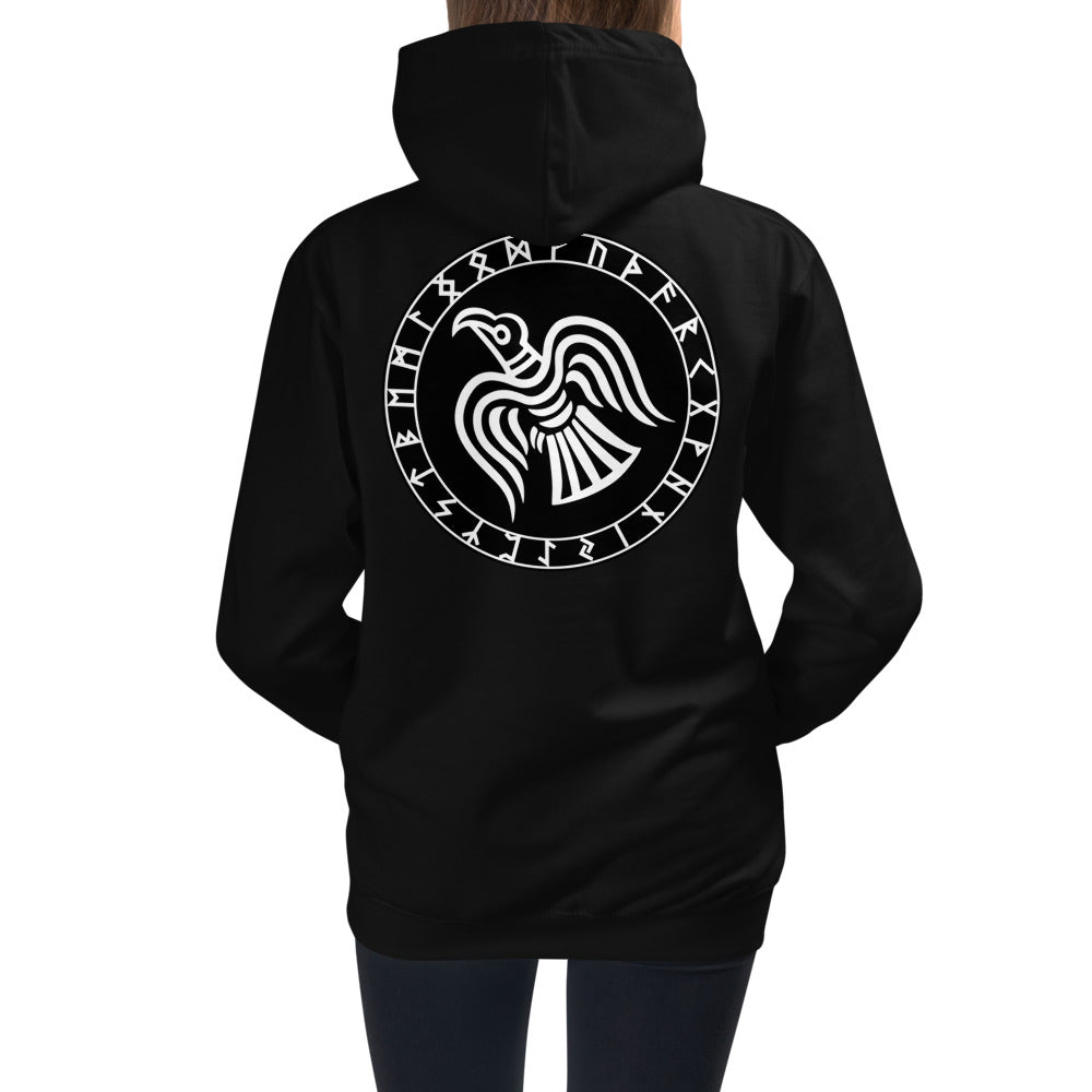 Premium Hoodie - BACK Print: Odin's Crow in a Runic Circle