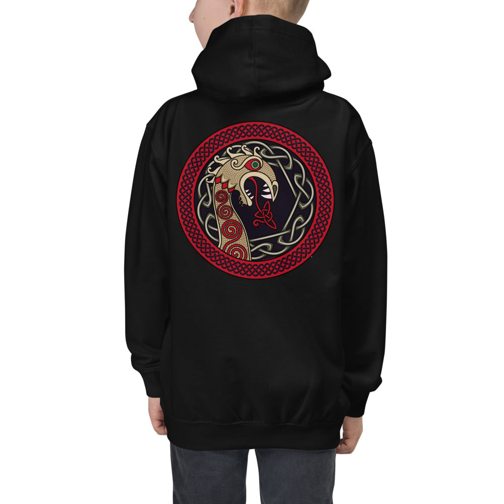 Premium Hoodie - BACK Print: Fire Breathing Viking Dragon