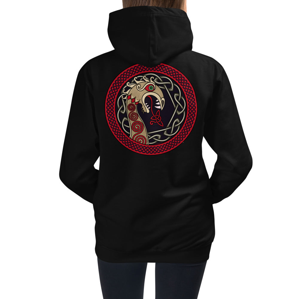 Premium Hoodie - BACK Print: Fire Breathing Viking Dragon