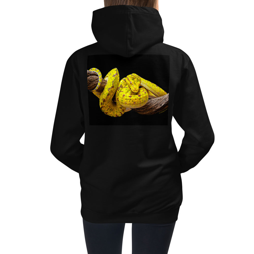 Premium Hoodie - BACK Print: Yellow Green Tree Python