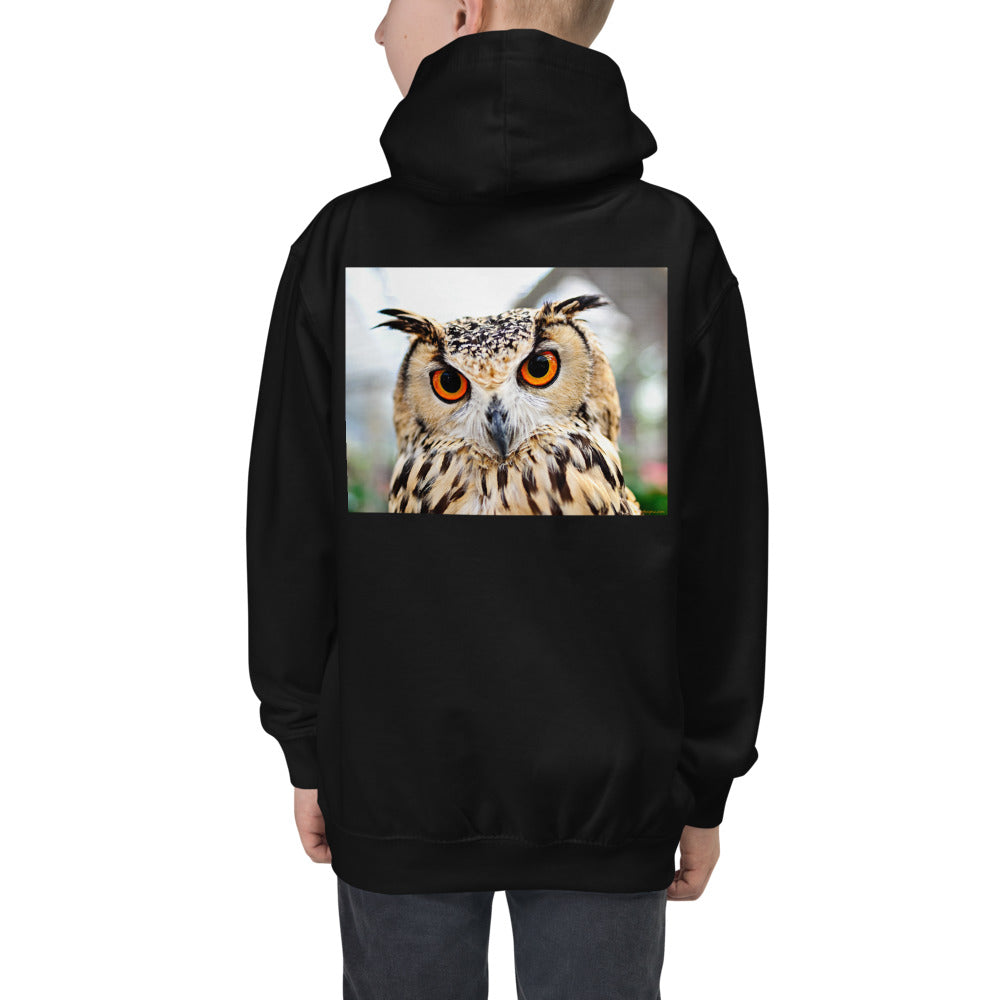 Premium Hoodie - BACK Print: Orange Eyed Ow