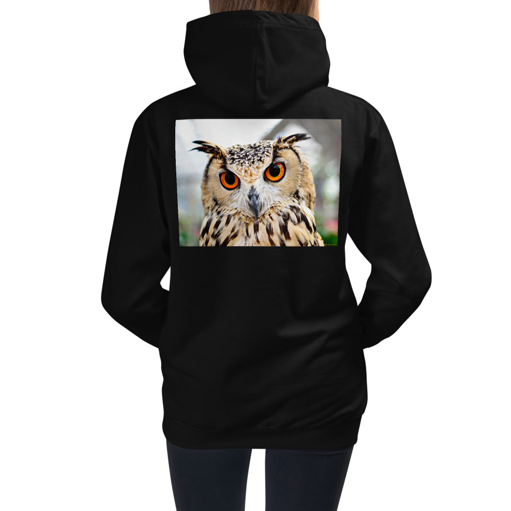 Premium Hoodie - BACK Print: Orange Eyed Ow