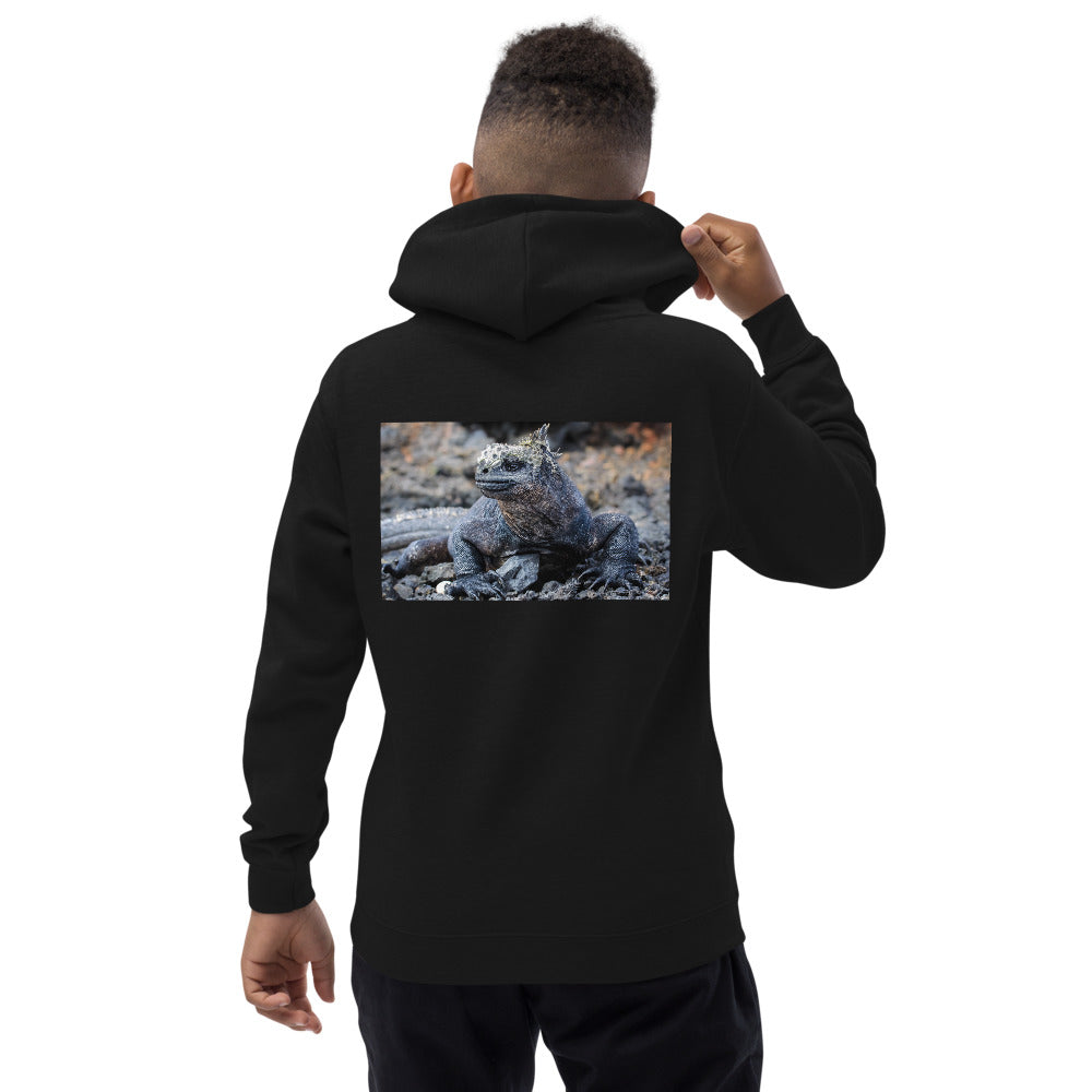 Premium Hoodie - BACK Print: Galapagos Blue Marine Iguana