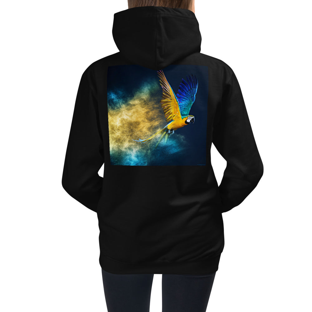 Premium Hoodie - BACK Print: Golden Macaw Dust