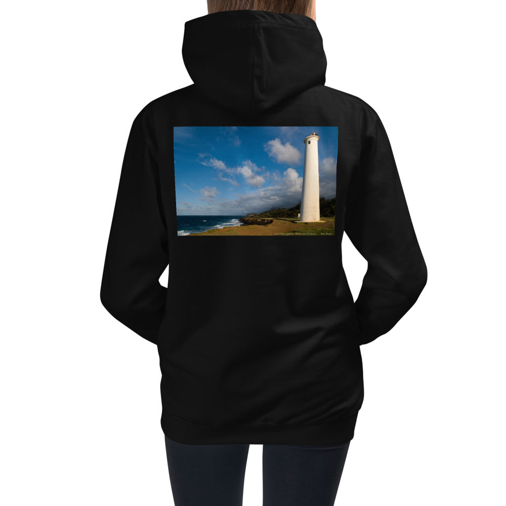 Premium Hoodie - BACK Print: North Point Light House: Hawaii