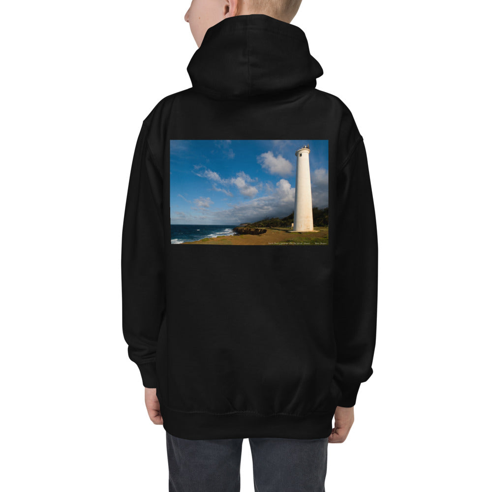 Premium Hoodie - BACK Print: North Point Light House: Hawaii