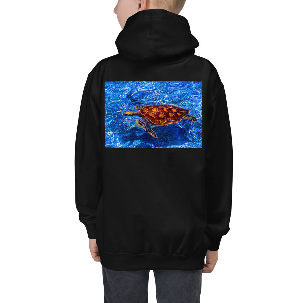 Premium Hoodie - BACK Print: Sea Turtle in Blue Water