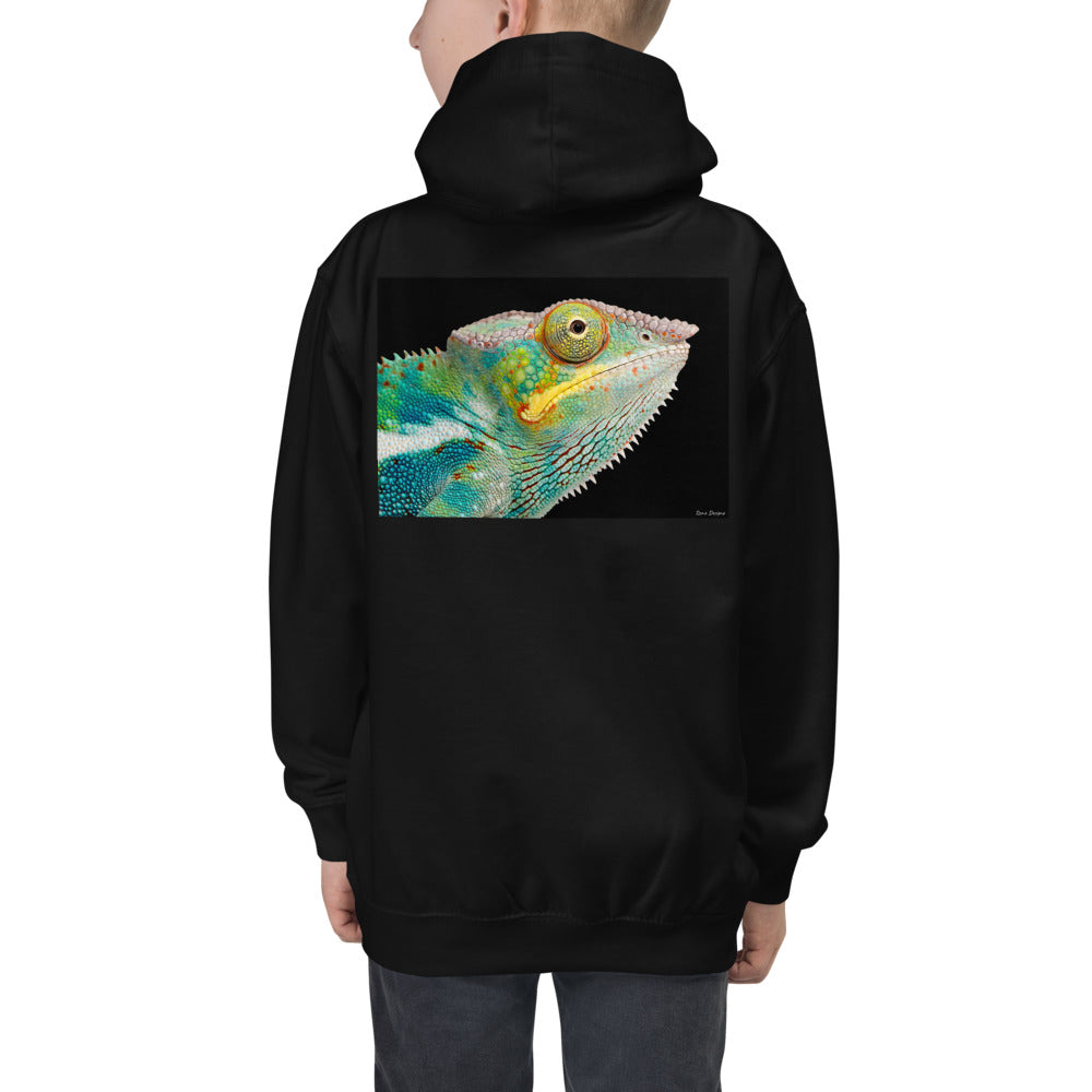 Premium Hoodie - BACK Print: Chameleon Close Up